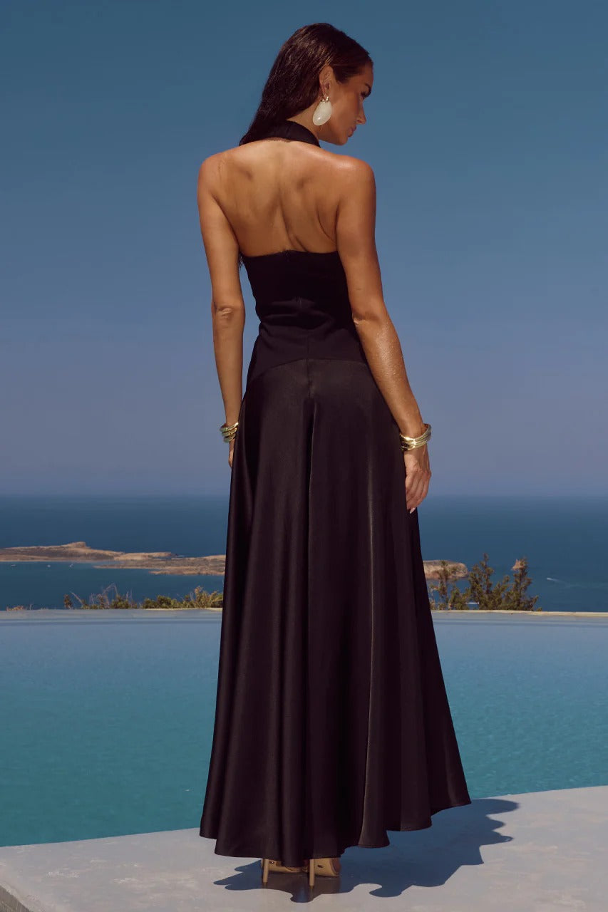 ODINA | HALTER MAXI DRESS - Black