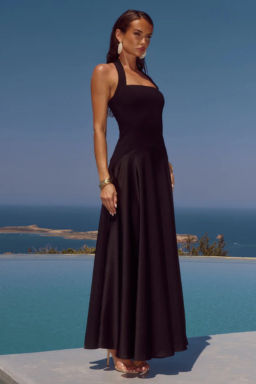 ODINA | HALTER MAXI DRESS - Black