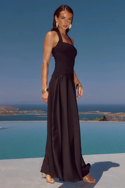 ODINA | HALTER MAXI DRESS - Black
