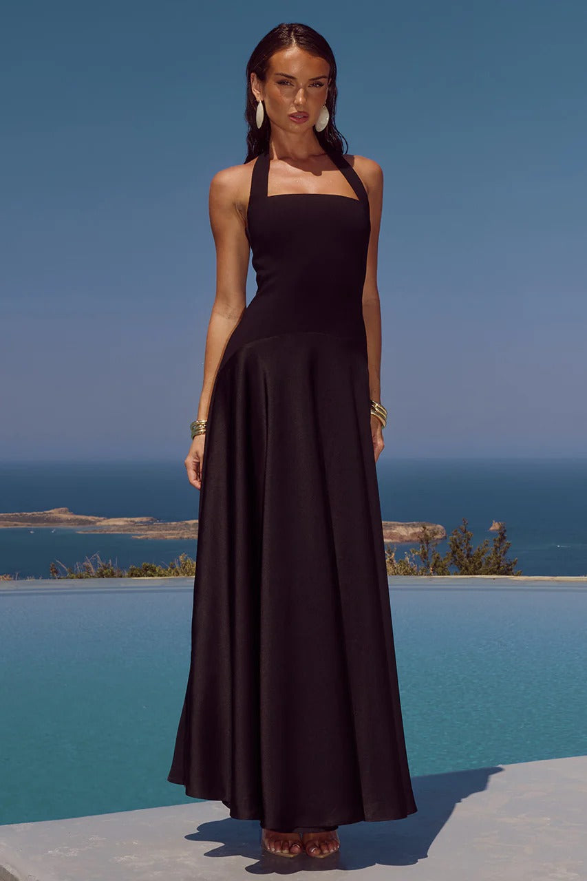 ODINA | HALTER MAXI DRESS - Black