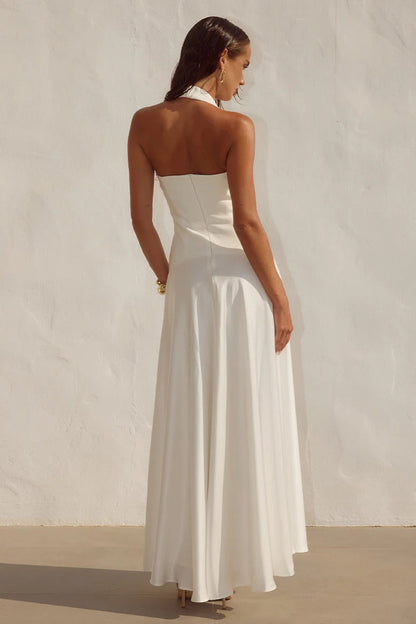ODINA | HALTER MAXI DRESS - Ivory