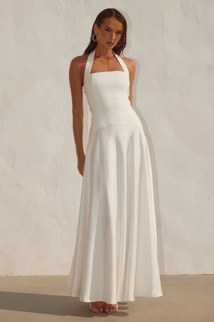 ODINA | HALTER MAXI DRESS - Ivory