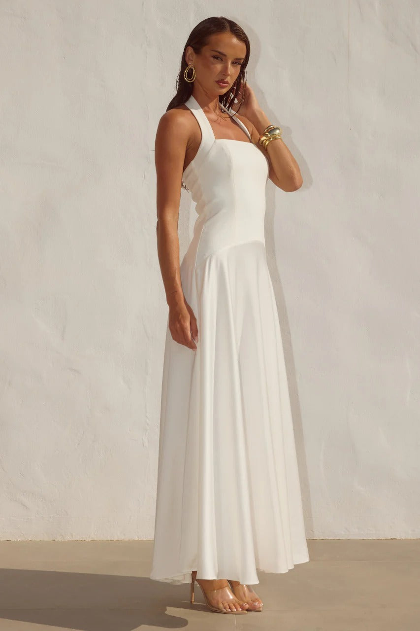 ODINA | HALTER MAXI DRESS - Ivory