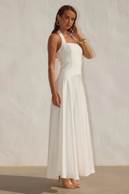 ODINA | HALTER MAXI DRESS - Ivory