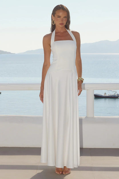 ODINA | HALTER MAXI DRESS - Ivory