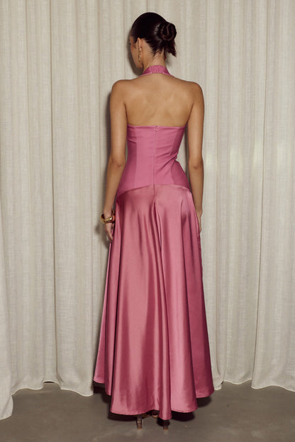 ODINA | HALTER MAXI DRESS - Rose