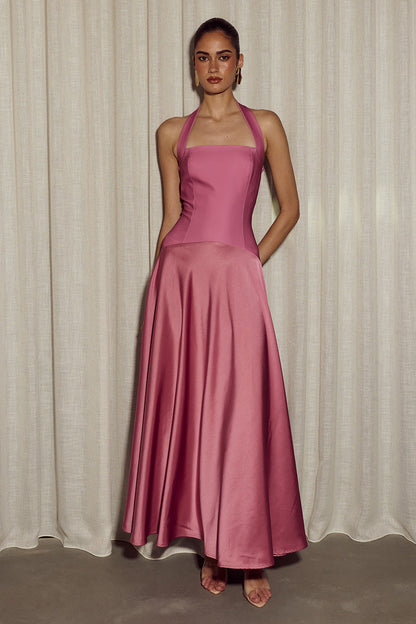 ODINA | HALTER MAXI DRESS - Rose