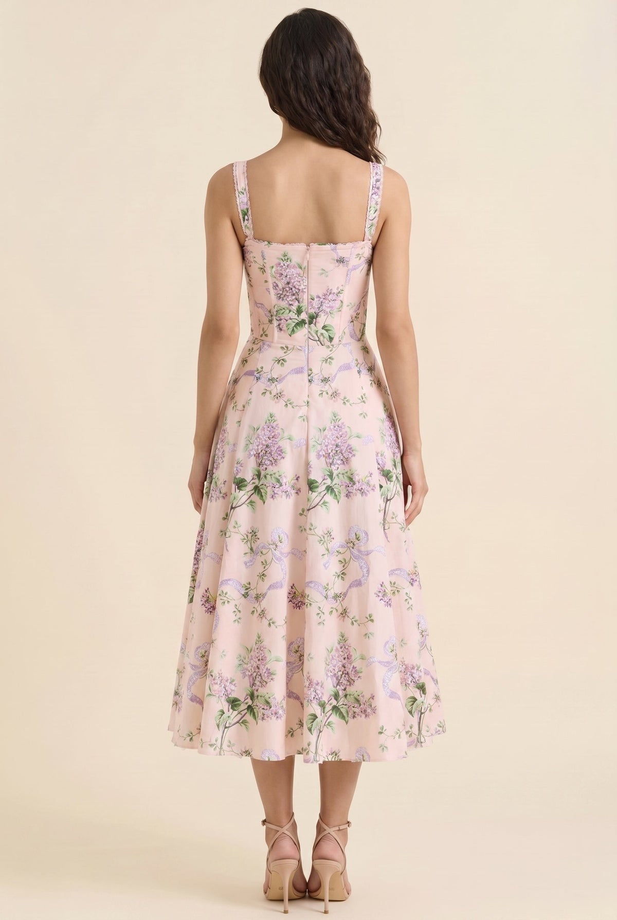 OLIANA | FLORAL CORSET MIDI DRESS - Blush Lilac Floral