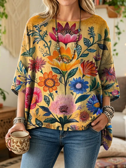 OLWEN | FLORAL PRINT TOP - Yellow Floral