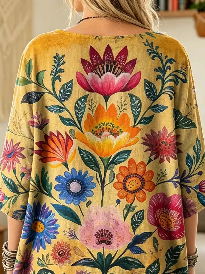 OLWEN | FLORAL PRINT TOP - Yellow Floral