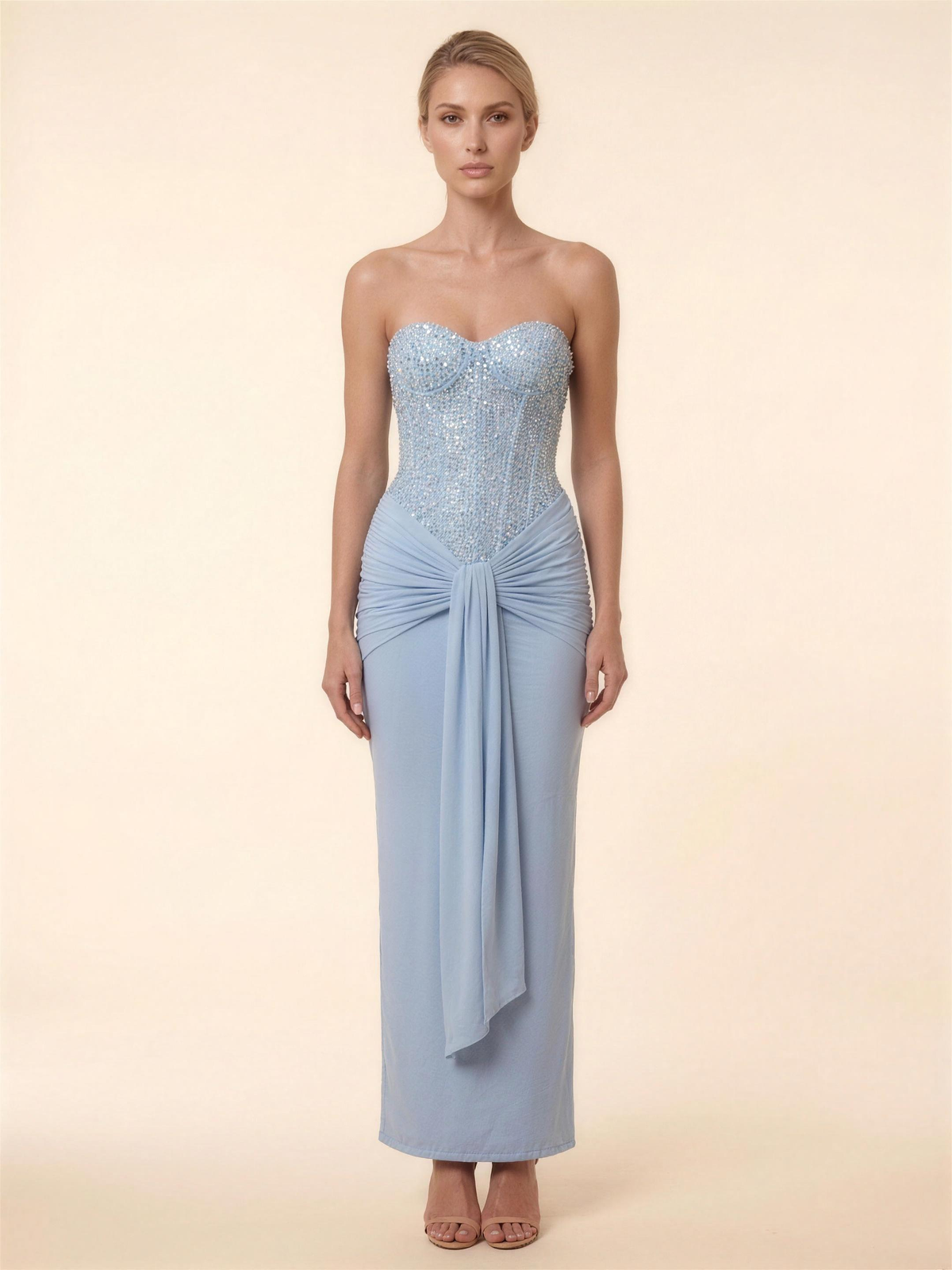 OLYMPE | CORSET MAXI DRESS - Baby Blue