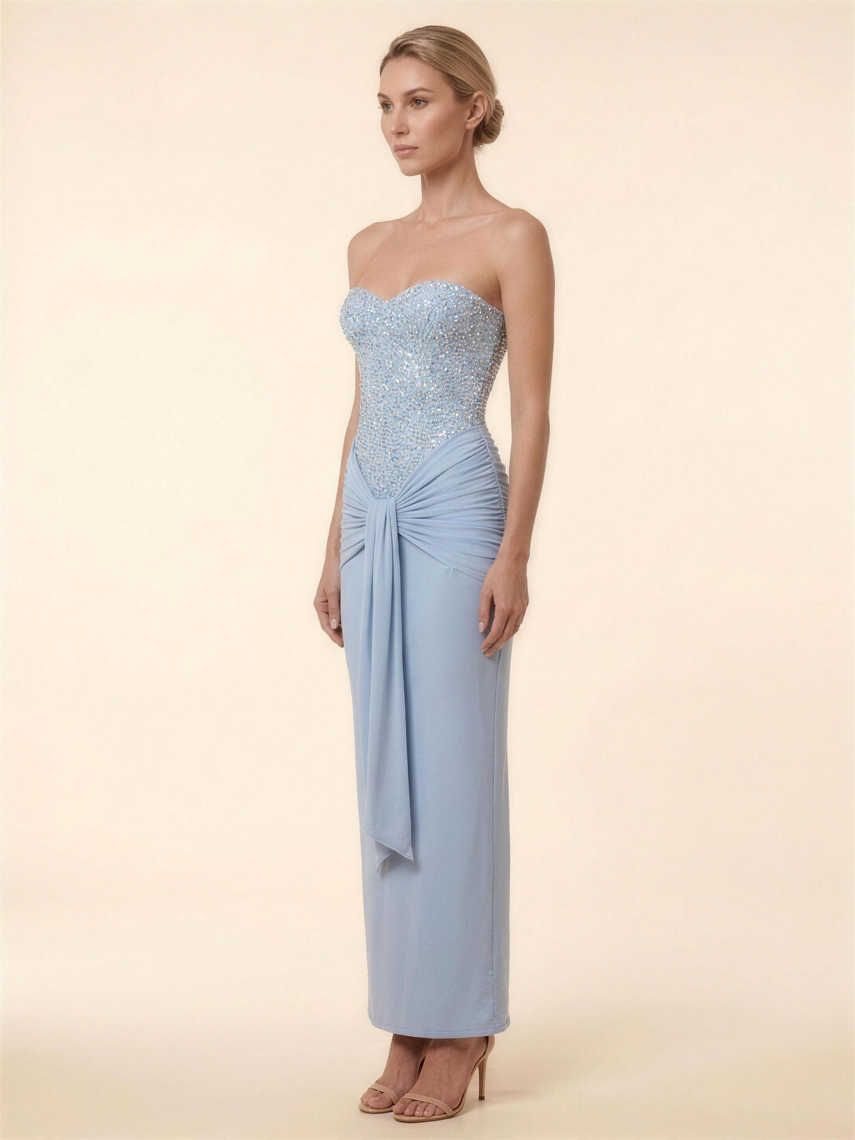 OLYMPE | CORSET MAXI DRESS - Baby Blue