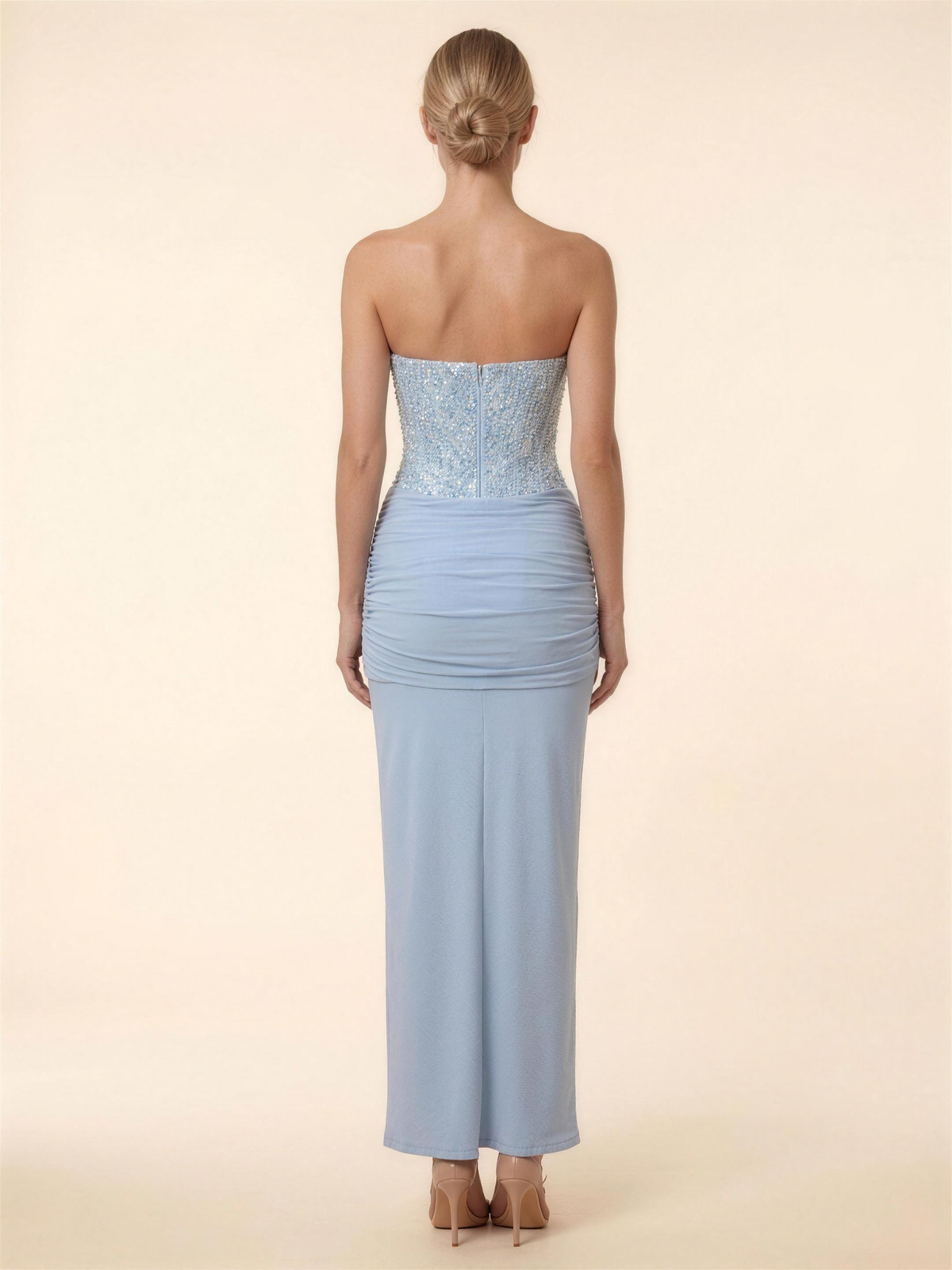 OLYMPE | CORSET MAXI DRESS - Baby Blue