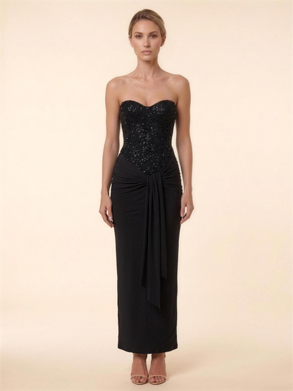 OLYMPE | CORSET MAXI DRESS - Black