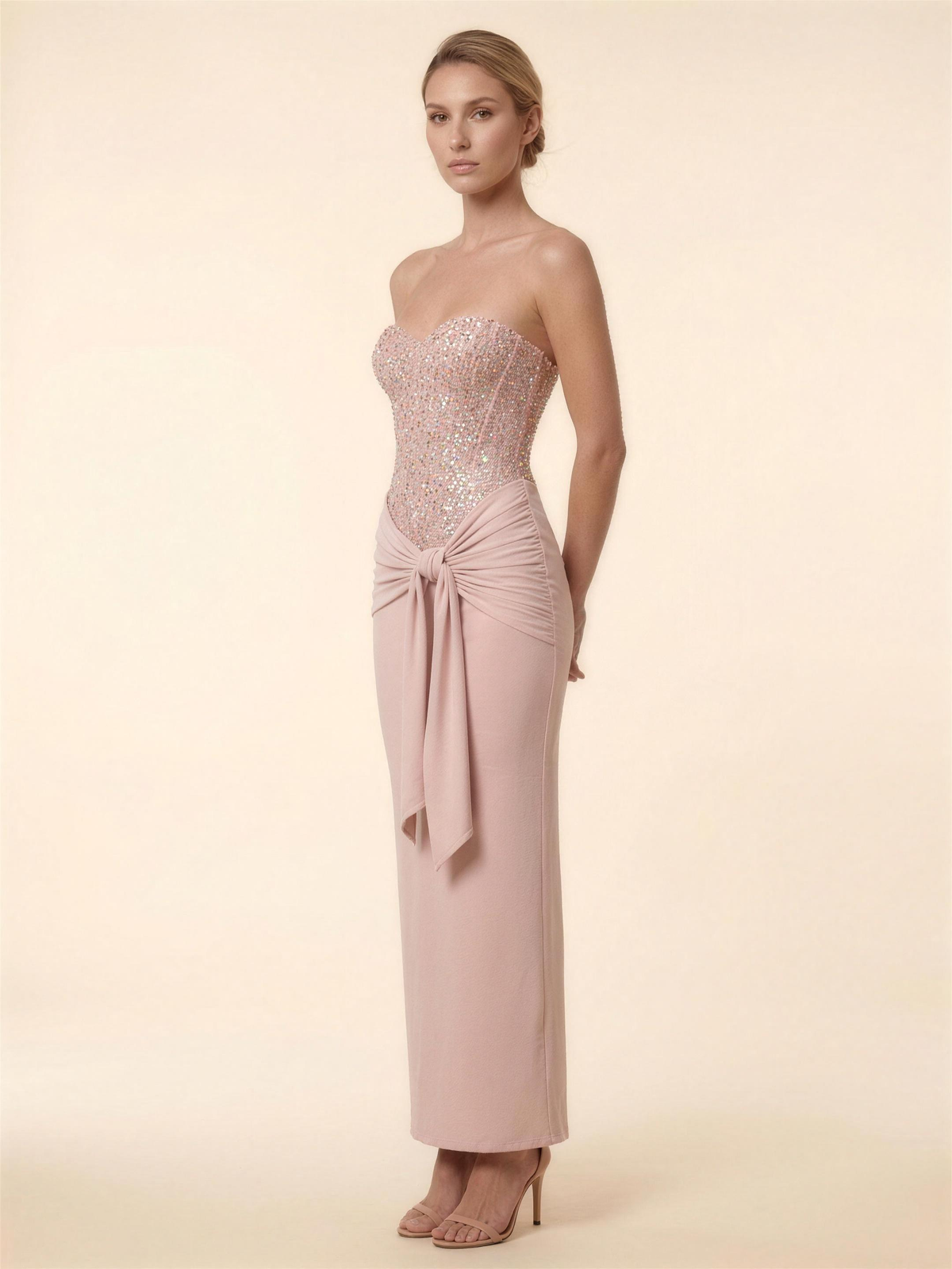 OLYMPE | CORSET MAXI DRESS - Blush Pink