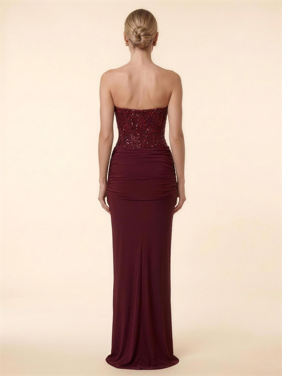 OLYMPE | CORSET MAXI DRESS - Burgundy