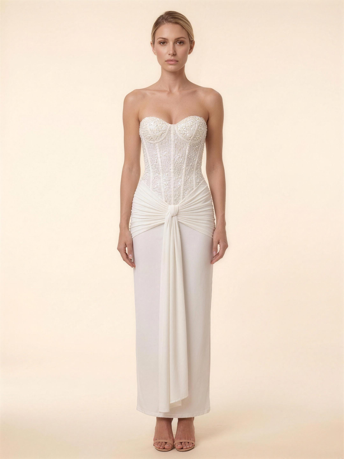 OLYMPE | CORSET MAXI DRESS - Ivory