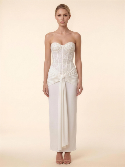 OLYMPE | CORSET MAXI DRESS - Ivory
