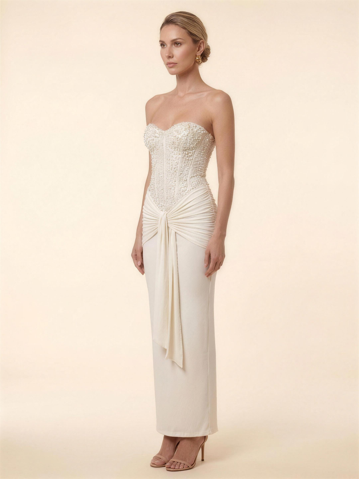 OLYMPE | CORSET MAXI DRESS - Ivory