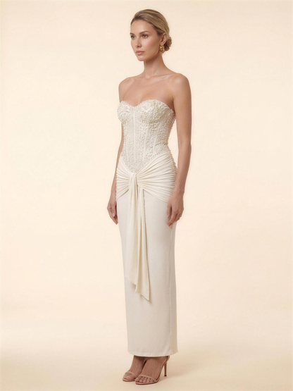 OLYMPE | CORSET MAXI DRESS - Ivory