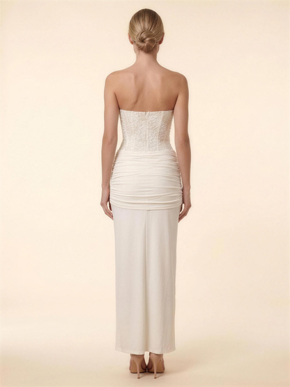 OLYMPE | CORSET MAXI DRESS - Ivory