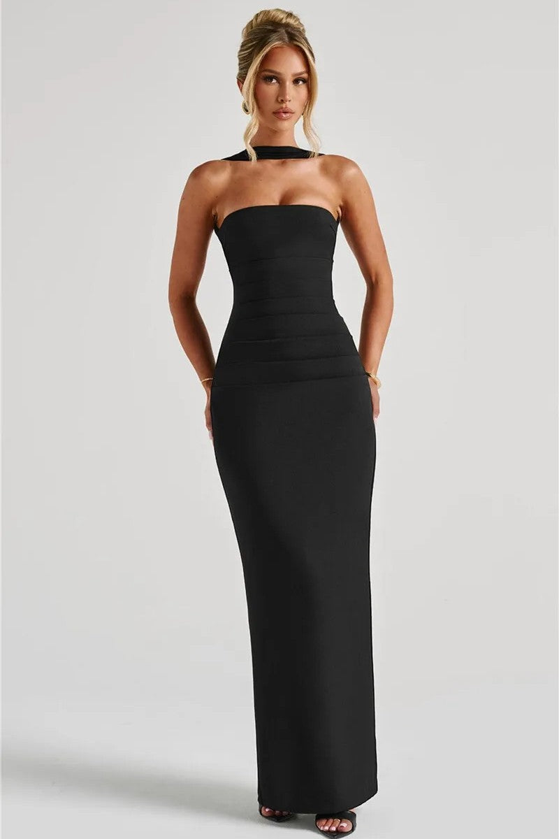 ONIFA | SCARF MAXI DRESS - Black