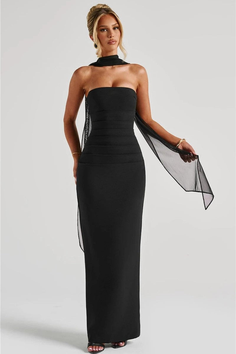 ONIFA | SCARF MAXI DRESS - Black
