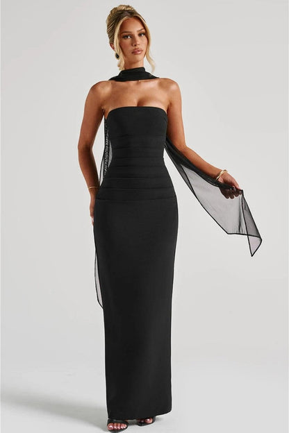 ONIFA | SCARF MAXI DRESS - Black