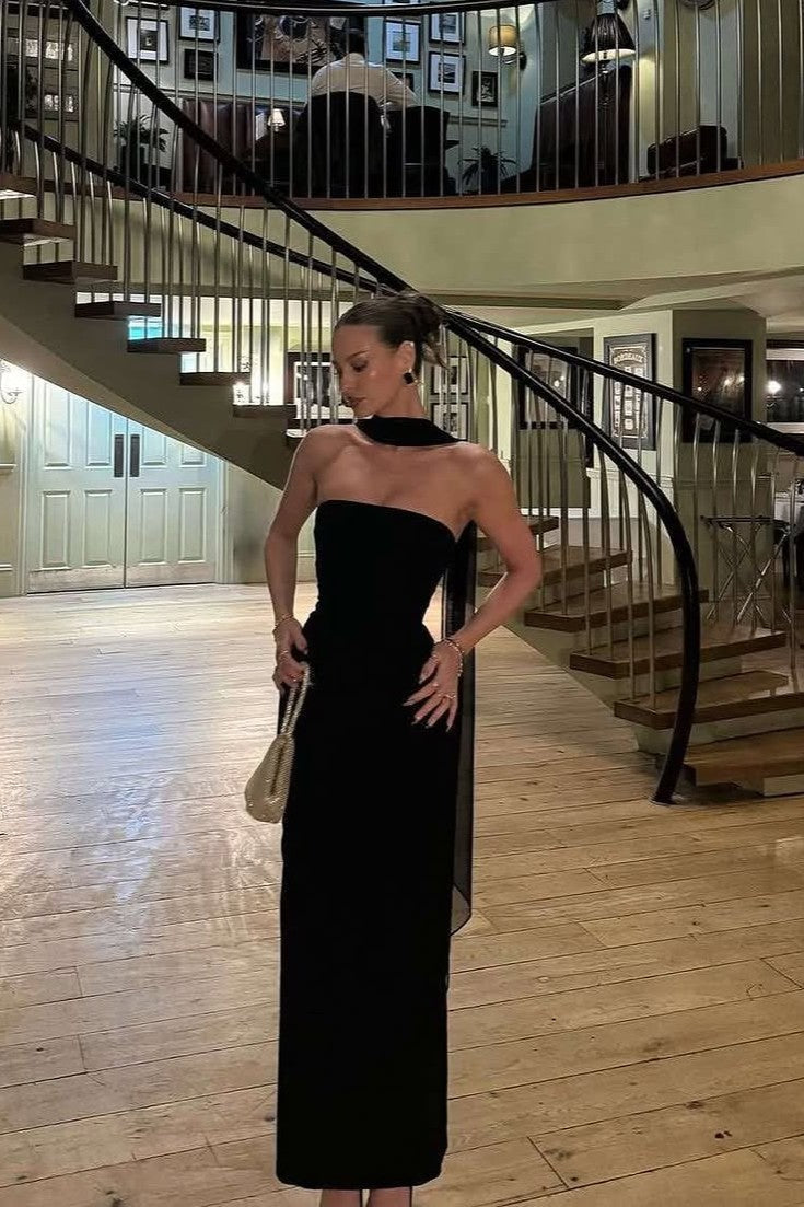 ONIFA | SCARF MAXI DRESS - Black