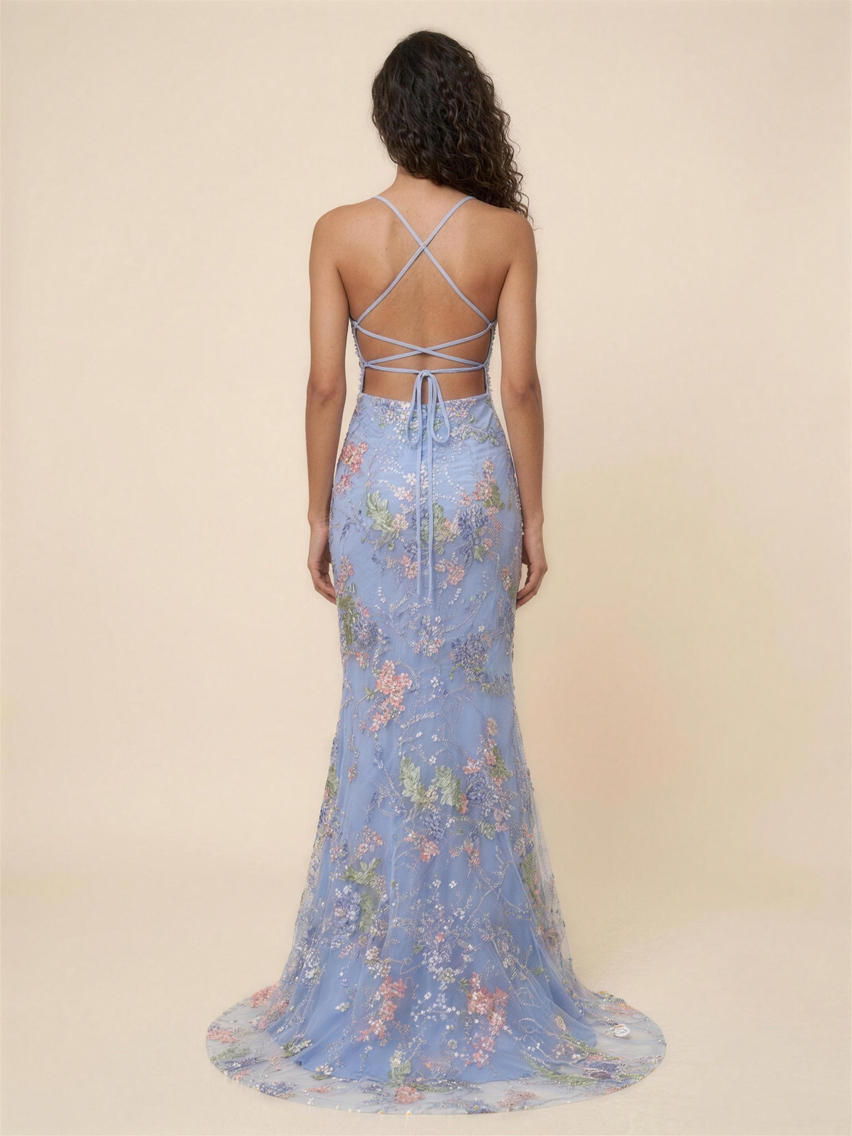 OPHELIE | MERMAID MAXI DRESS - Baby Blue Floral