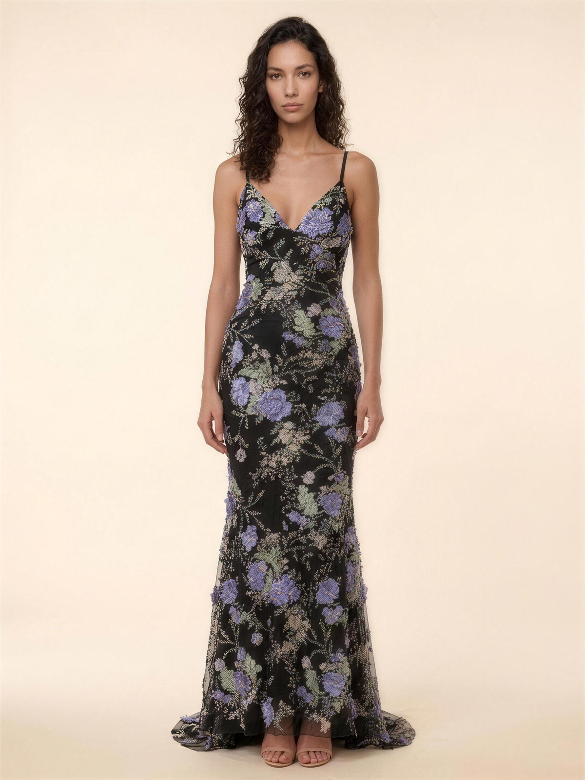 OPHELIE | MERMAID MAXI DRESS - Black Floral