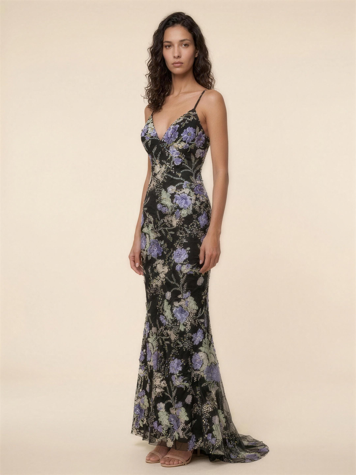 OPHELIE | MERMAID MAXI DRESS - Black Floral