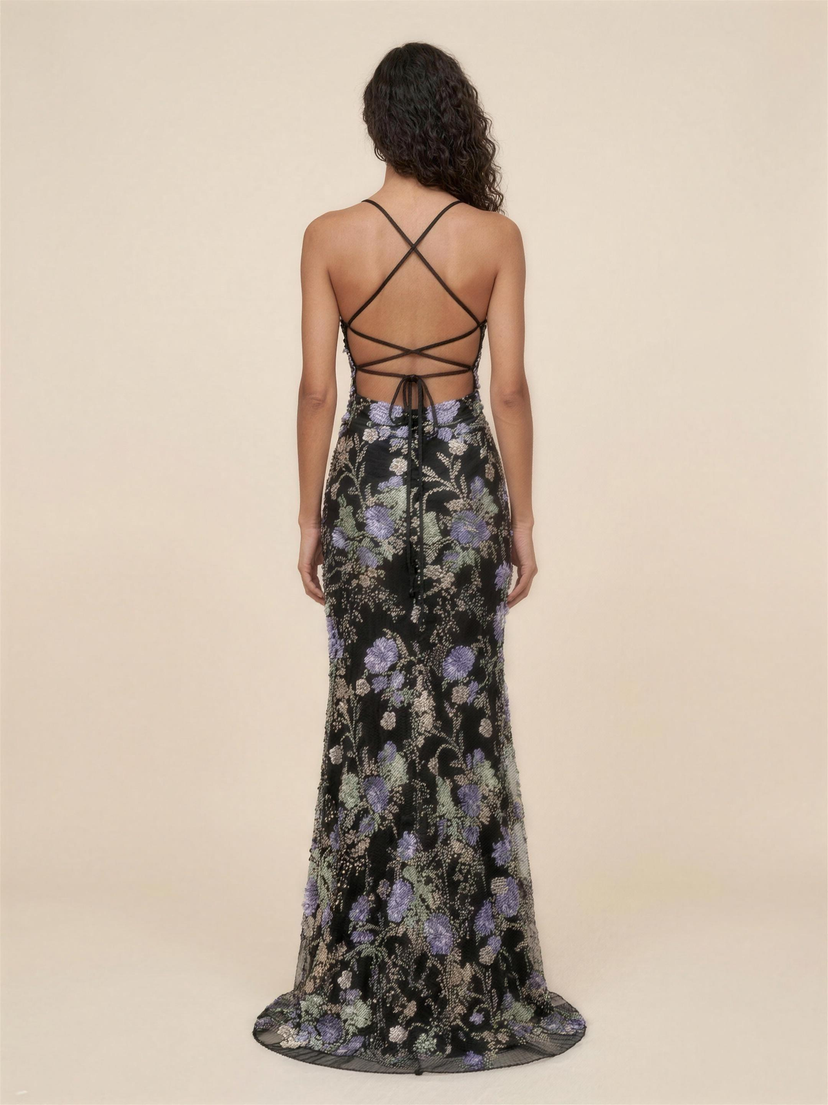 OPHELIE | MERMAID MAXI DRESS - Black Floral