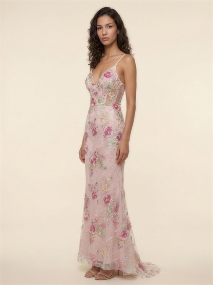 OPHELIE | MERMAID MAXI DRESS - Pink Floral