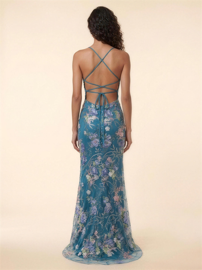 OPHELIE | MERMAID MAXI DRESS - Teal Floral