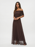 ORALIE | OFF SHOULDER MAXI DRESS - Chocolate Brown