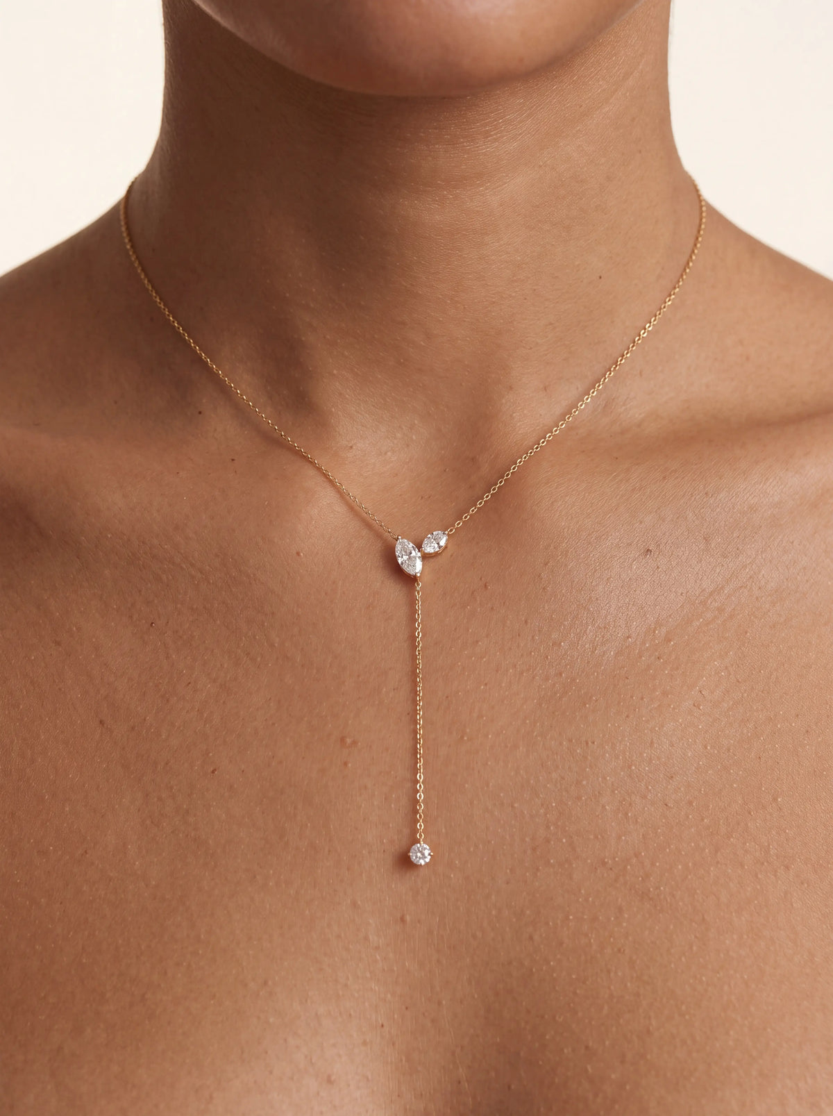 ORIEL | GOLD CRYSTAL PLUNGE NECKLACE - Gold