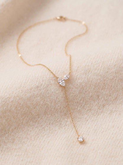 ORIEL | GOLD CRYSTAL PLUNGE NECKLACE - Gold