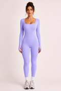 ORLENA | SQUARE NECK RIBBED JUMPSUIT - Lavender
