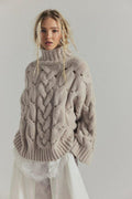 ORSINA | CABLE KNIT TURTLENECK SWEATER - Taupe