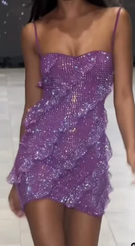 PADMA | SEQUIN RUFFLE MINI DRESS - Violet