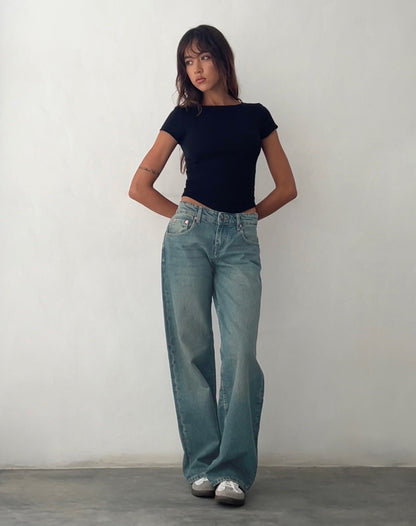 PERLA | LOW RISE JEANS - Vintage Blue
