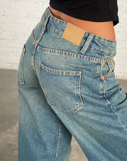 PERLA | LOW RISE JEANS - Vintage Blue