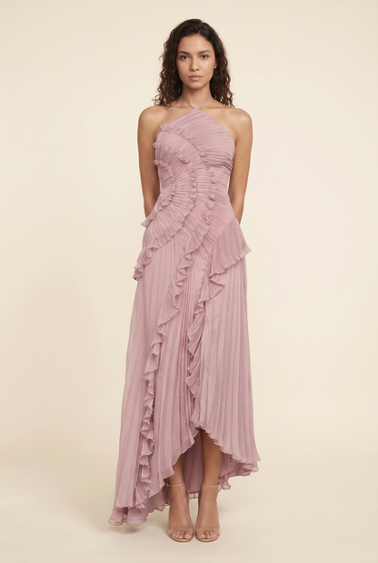 PERSIA | HALTER RUFFLE MAXI DRESS - Dusty Pink