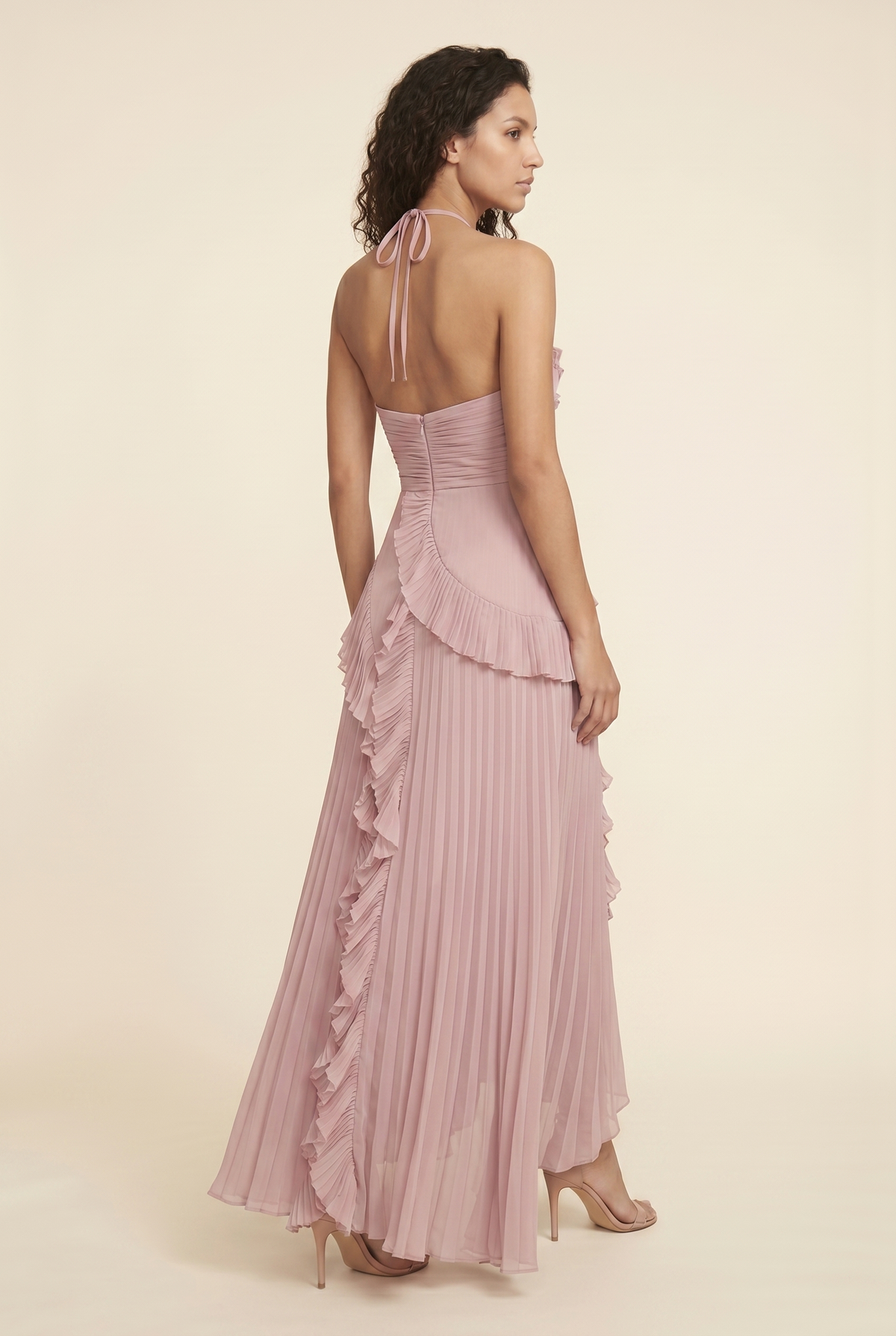PERSIA | HALTER RUFFLE MAXI DRESS - Dusty Pink