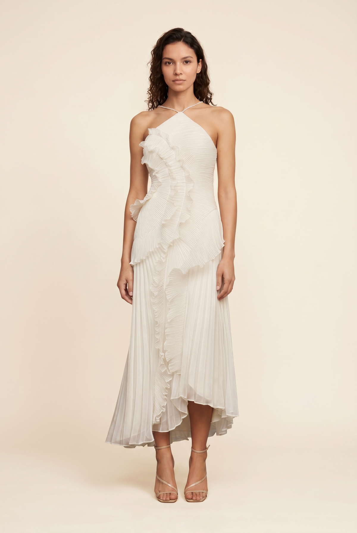 PERSIA | HALTER RUFFLE MAXI DRESS - Ivory
