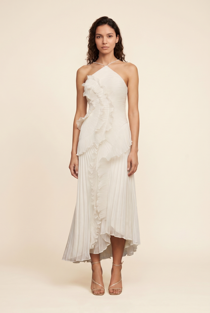 PERSIA | HALTER RUFFLE MAXI DRESS - Ivory