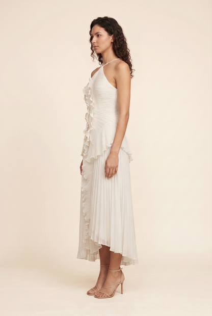 PERSIA | HALTER RUFFLE MAXI DRESS - Ivory