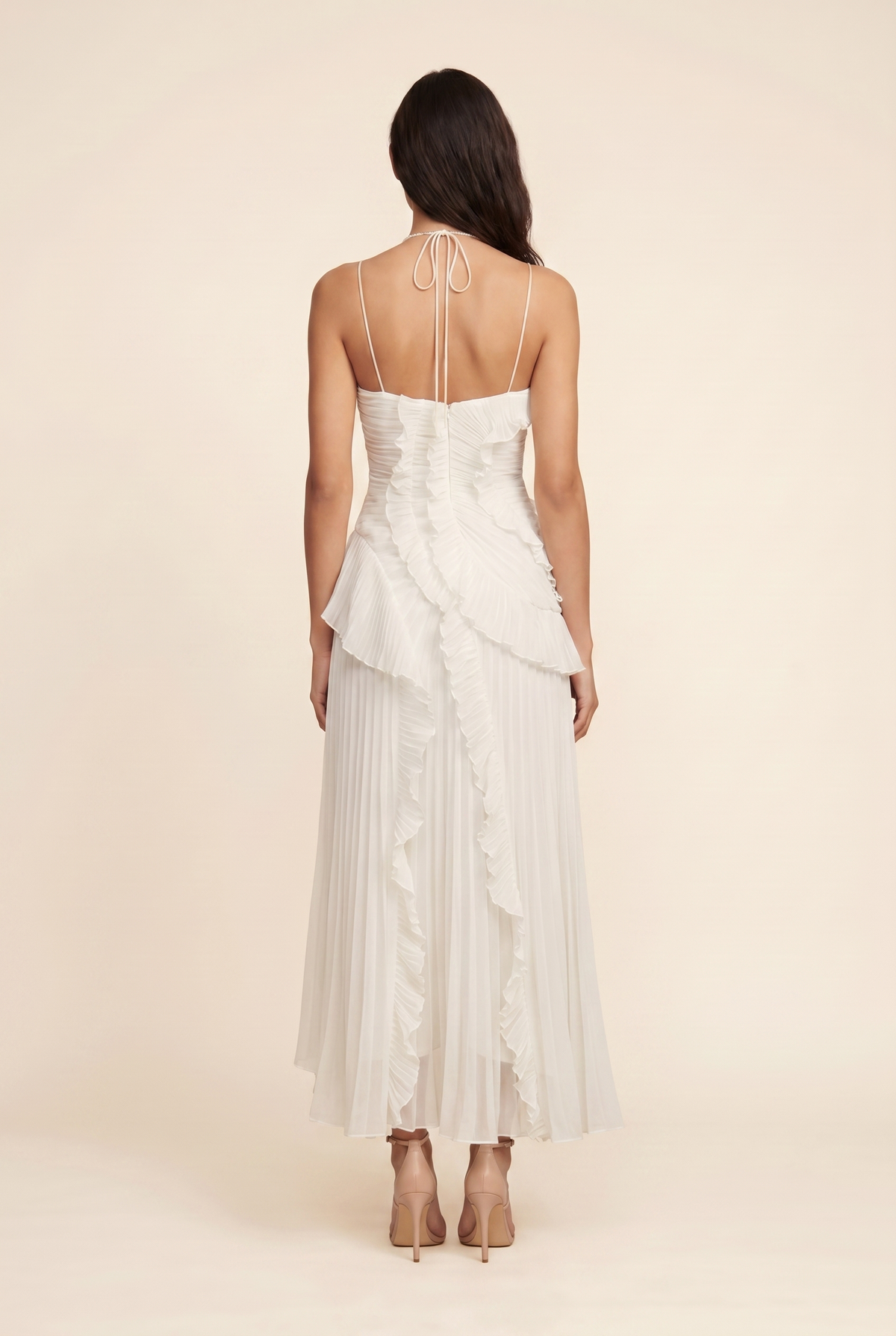 PERSIA | HALTER RUFFLE MAXI DRESS - Ivory