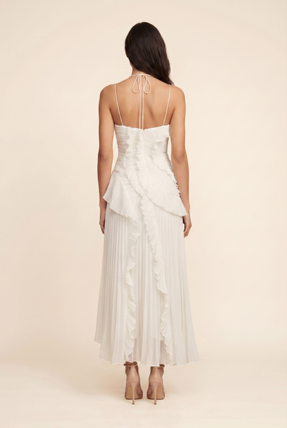 PERSIA | HALTER RUFFLE MAXI DRESS - Ivory